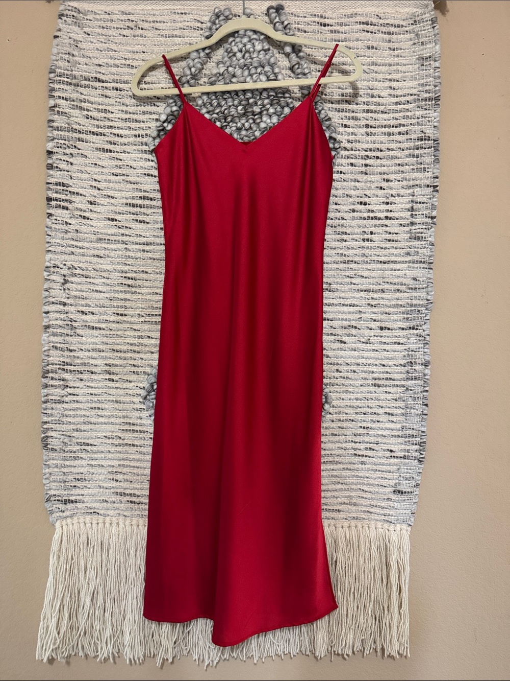 Gianni Bini Red Satin Slip Dress with Spaghetti Straps